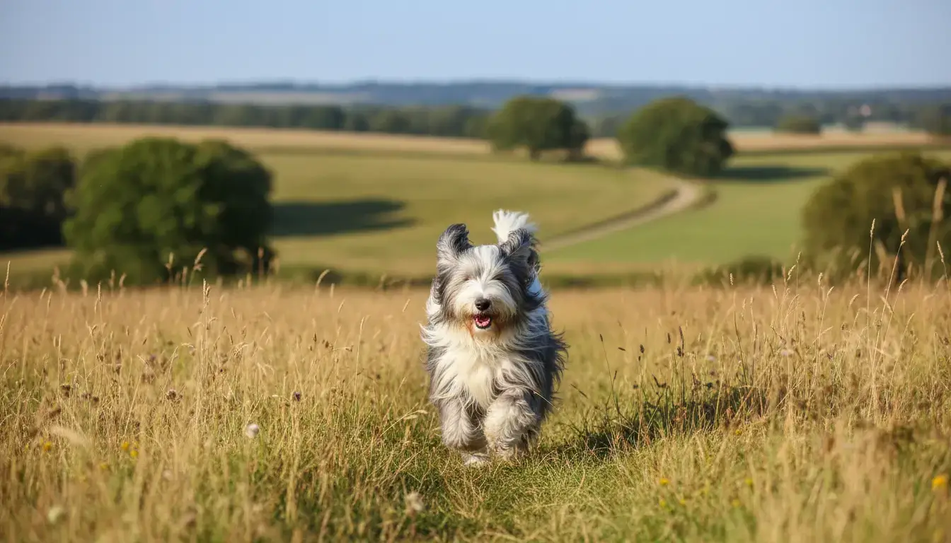 this chien running in the countryside